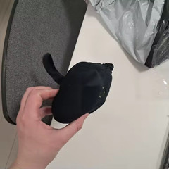 Black Cat Plush Toy Round Body Big Yellow Eyes Long Tail Stuffed Animal 15cm