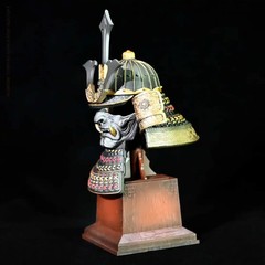 Handcrafted Samurai Mask 130mm Sculpture Action Figure Home Art Ornaments Resin