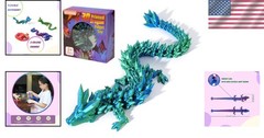 Crystal Blue 12″ Articulated Dragon – Fantasy Home Office Decor Piece