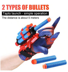 Spider Gloves Web Shooter Toy For Kids (15 Darts), Kids Plastic Cosplay Launcher