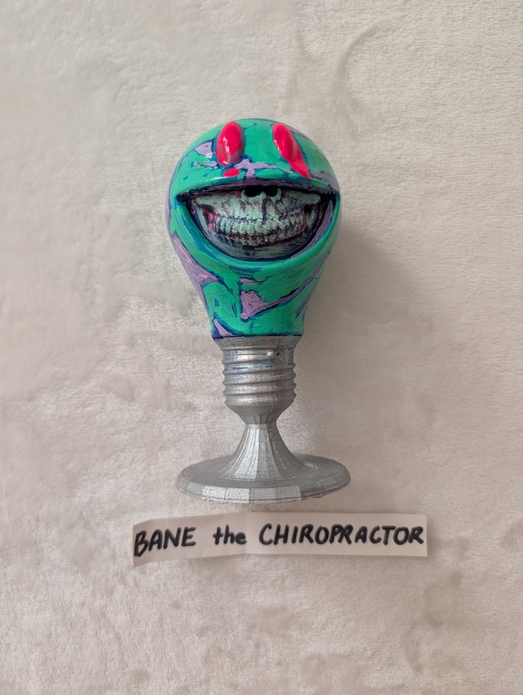 Ron English 3D Printed 1 of 1 Crypto Light Cult Light Bulb Skull Face