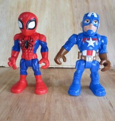 Lot of Spiderman Captain America Playskool Marvel Super Hero Adventures 5″ 2018