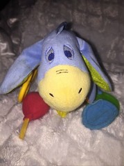 Disney Baby Eeyore Multicolor Crib Rattle Teether Squeaky Stuffed Animal Toy *4*