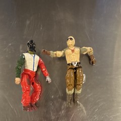 Fully Jointed Multicolor Action Figure Lot of 2 Red Green Tan Brown Vintage Toy