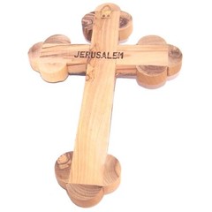 OliveWood 14 Stations Crucifix with Holy Land Samples and Mother of Pearls 7In