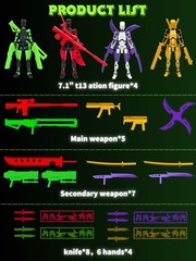 4-Pack 7.1″ T13 Action Figure Set for Teen Boys,Titan 13 Action Figure with M…