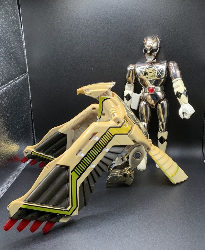 Vintage 1995 Mighty Morphin Power Rangers Legacy Falconzord And Silver Ranger