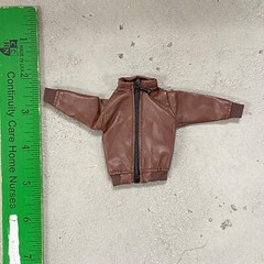 SU-ZPJK-TN: 1/12 Dark Brown Zipper Faux Leather Jacket for 6″ muscular body