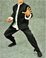 1/6 Long Sleeve Custom Black Chinese-style Costume Kung Fu suit hot toys ❶USA❶