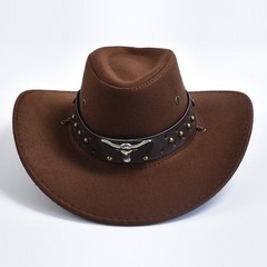 New Artificial Suede Western Cowboy Hats Vintage Big-edge Gentlemen Cowgirl