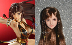 1/6 Female Head Sculpt Chun-Li Obitsu Cosplay For 12”PH LD UD Figure Doll Body