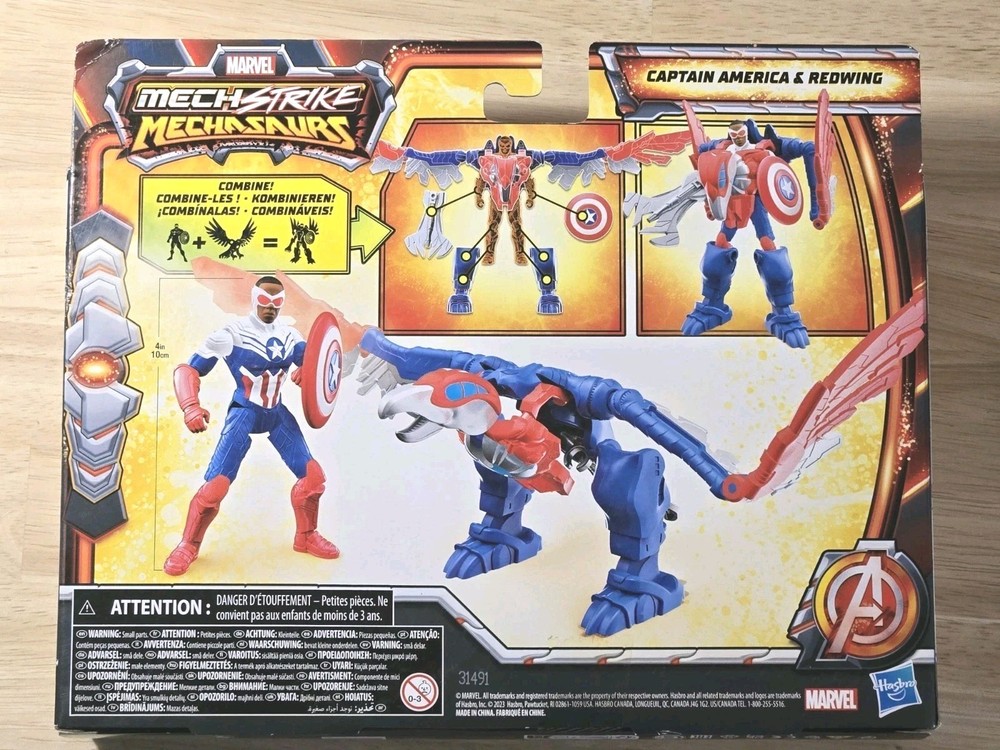 Marvel Mech Strike Mechasaurs Captain America & Redwing 4″ Action Figure Hasbro