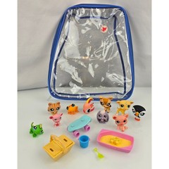 Littlest Pet Shop (LPS) Pack of 10 Pets Carry Case 90382 Bobble Head Toy 874 875