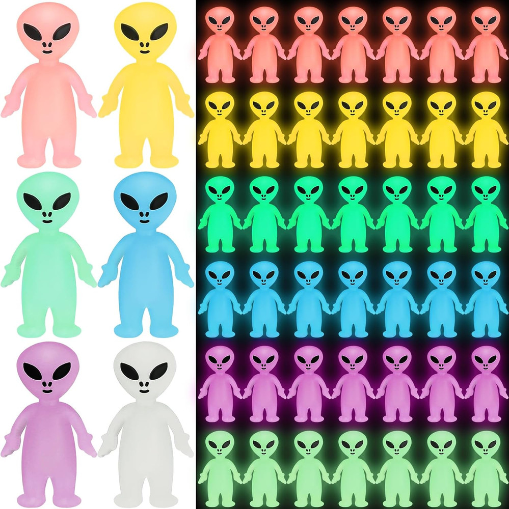 30 Pcs Mini Alien Figures Bulk Glow in the Dark Small Little Tiny Aliens Figurin