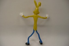 “BENDY” Rabbit TOYEaster Unlimited Rubber Pose 70s 80s tuxedo Yellow