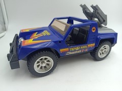 Blue Thunder Helicopter And Rolling Jeep Vehicles Glasslite Brazil Vintage 80 ´s
