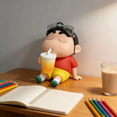 Crayon Shin Chan Night Light Tap Control Holding Soda Cup Vinyl Figure with Shir