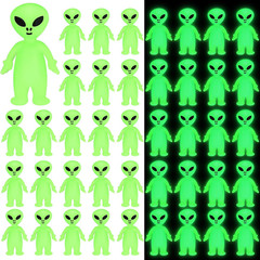 30 Pcs Mini Alien Figures Bulk Glow in the Dark Small Little Tiny Aliens Figurin