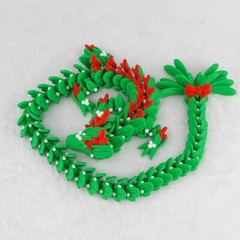 Mistletoe Dragon – 3D Printed Articulated Holiday Toy – Cute Christmas Gift Idea
