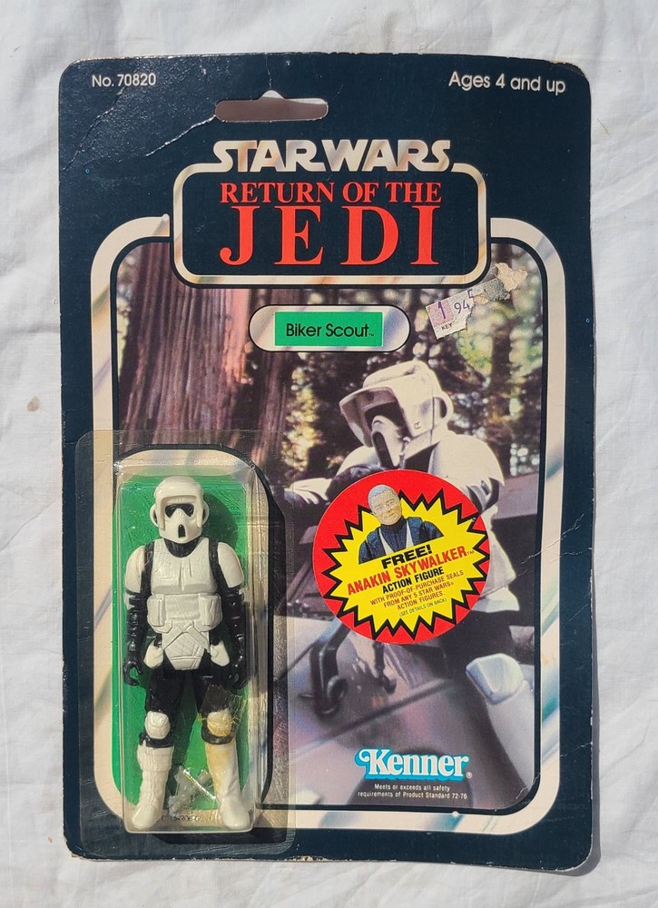 Star Wars Vintage Biker Scout Kenner Mexico ROTJ 65 Back-D 1983 Short Mouth MOC