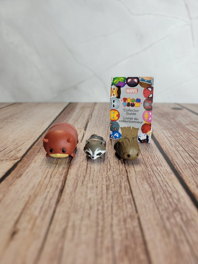 Marvel Tsum Tsum Vinyl Figure Lot Daredevil Rocket Raccoon Groot w/ Guide JAKKS
