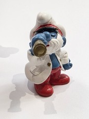 Vintage Schleich Smurf Sea Captain 20141 W Germany Green Dot MOLD 1 Gold T.scope