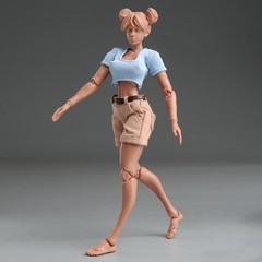 USA Romankey X COWL 1/12 Girl Soldier Figure Black Joint Body 6in Action Model