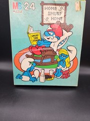 Vintage 1982 Smurfs Puzzle Complete- Good Condition Box 24pc Home Smurf Home