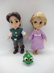 DISNEY STORE Animators Collection Lot Flynn Rider Rapunzel 5″ toddler doll set