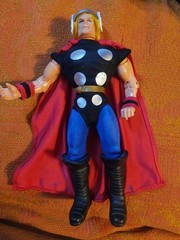 Marvel Thor Action Figure w/ Red Cloth Cape, Winged Helmet, Black Blue Outfit