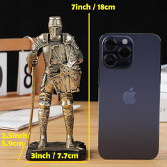 7.1”H Warrior Figurine, Guard Ornament, Soldier Statue, Medieval Armored Knight