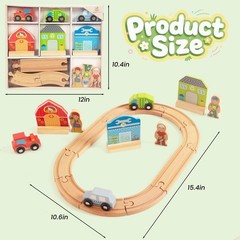 Wooden Train Set for Toddler, Wooden Tracks fits Thomas, fits Brio, fits Chug