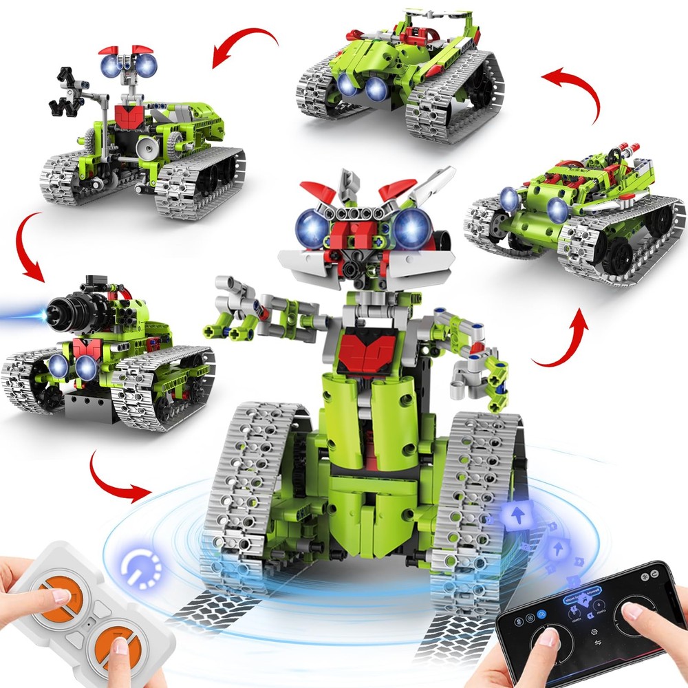 VOPOGLNE 5 in 1 STEM Robot Building Kit, APP & Remote Control Robotics Building