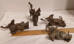 (Lot Of 4)~1995~ F-P Inc. ~Elephant~Hard Gray Rubber Figure (Indonesia)