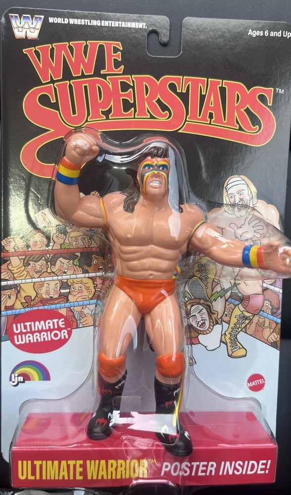 WWE LJN MATTEL SUPERSTARS ULTIMATE WARRIOR 8″ ACTION FIGURE BLACK CARD WWF