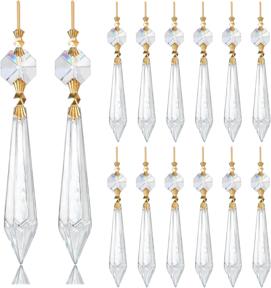 H&D 15Pcs Large Clear Crystal Chandelier 60Mm Icicle U-Drop Prisms Lamp Parts Br