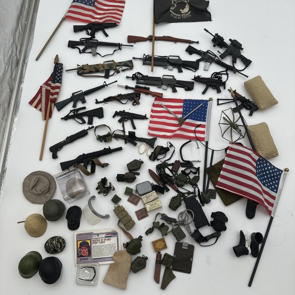 Accessories Lot 12″ GI Joe Military Guns Head Gear GI3
