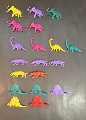 VTG Lot Of 42 Multi Color Dinosaurs With Box