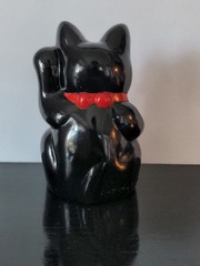 Realhead Real x Head Fortune Black Cat Soft Vinyl Sofubi Japan Maneki Neko Lucky