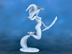 Action Figure witch on a broom 40mm Resin Figure. Tabletop Miniature