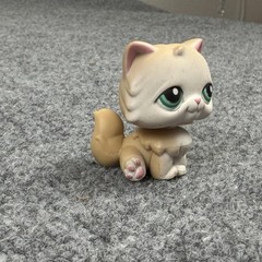 Littlest Pet Shop Beige Long Hair Persian #129 Cat Hasbro Green Eyes 2007 LPS