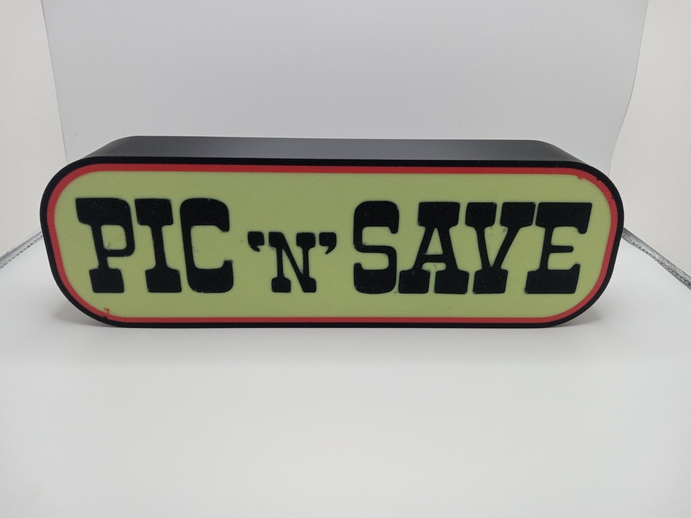 Retro Pic ‘n’ Save Store logo 10″ lightbox sign retro store sign display picnsav