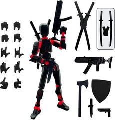 Artistic 5.54-Inch Dummy13 Figure with Movable Joints and Weapon Set – Black