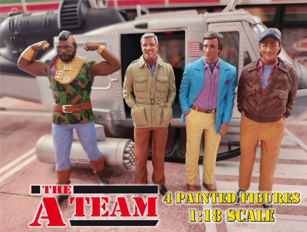 The A-Team (Set of 4 Painted Figures) 1/18 Scale Diorama (Handmade Accessory)
