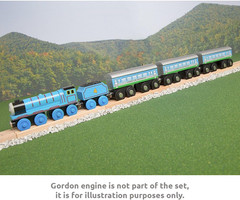 3 Pcs Large Wooden Railway Express Coach Cars, Compatible with Thomas & Friends