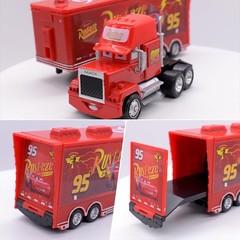 2Pcs Disney Pixar Car No.95 3rd McQueen Mack & Hauler Truck 1:55 Diecast Toy Set
