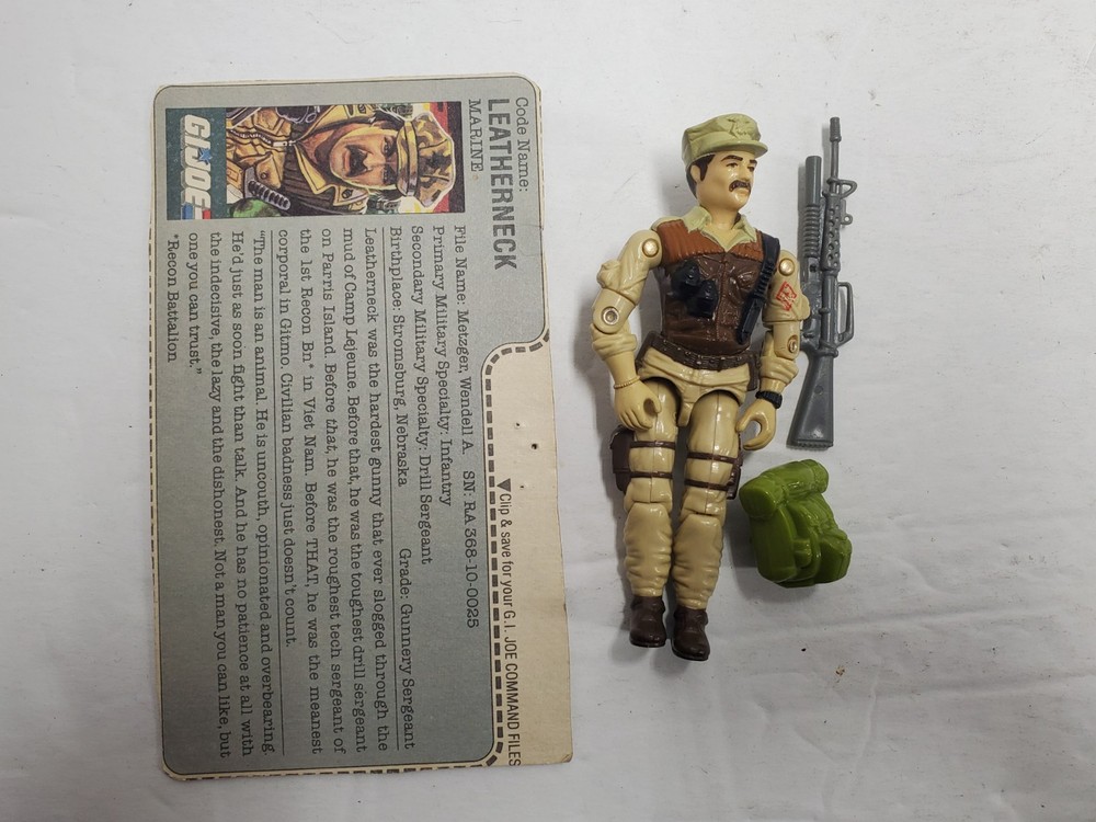 RARE*Brazil LEATHERNECK Vintage File Card Only Gi Joe 1986 Special Mission