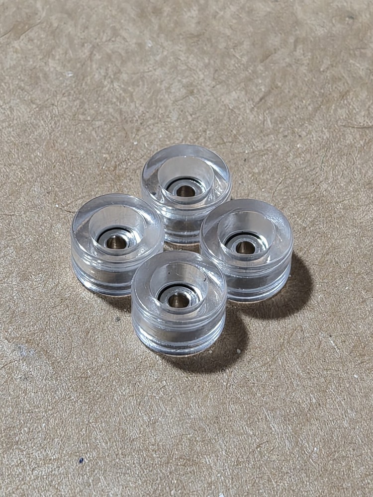 LEGACY Fingerboard Bearing Wheels, TRANSLUCENT CLEAR Street Shape – 7.5mm x 5mm