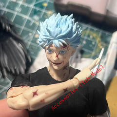 Painted 1/12 Custom Jujutsu Kaisen Gojo Satoru Head Carving For 6″Romankey Figur