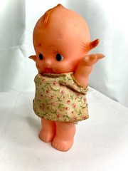 VINTAGE KEWPIE WITH DRESS COIN BANK DOLL SOFT VINYL TOY JAPAN SOFUBI